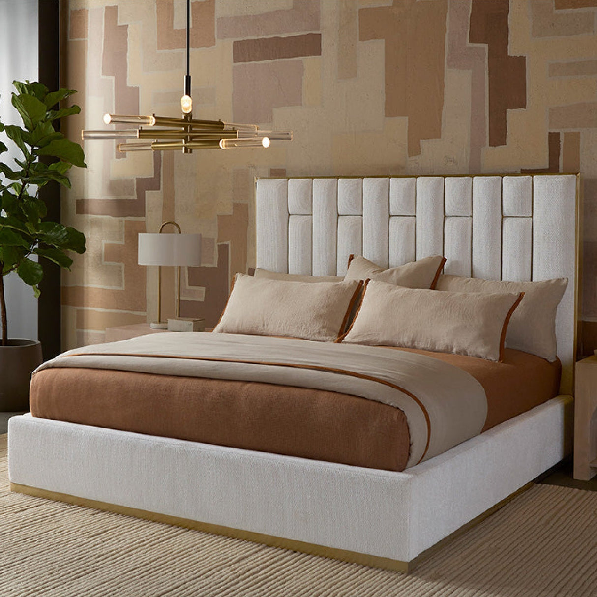 Channeled Cream King Bed by Splendido Nemu, alternate view 2