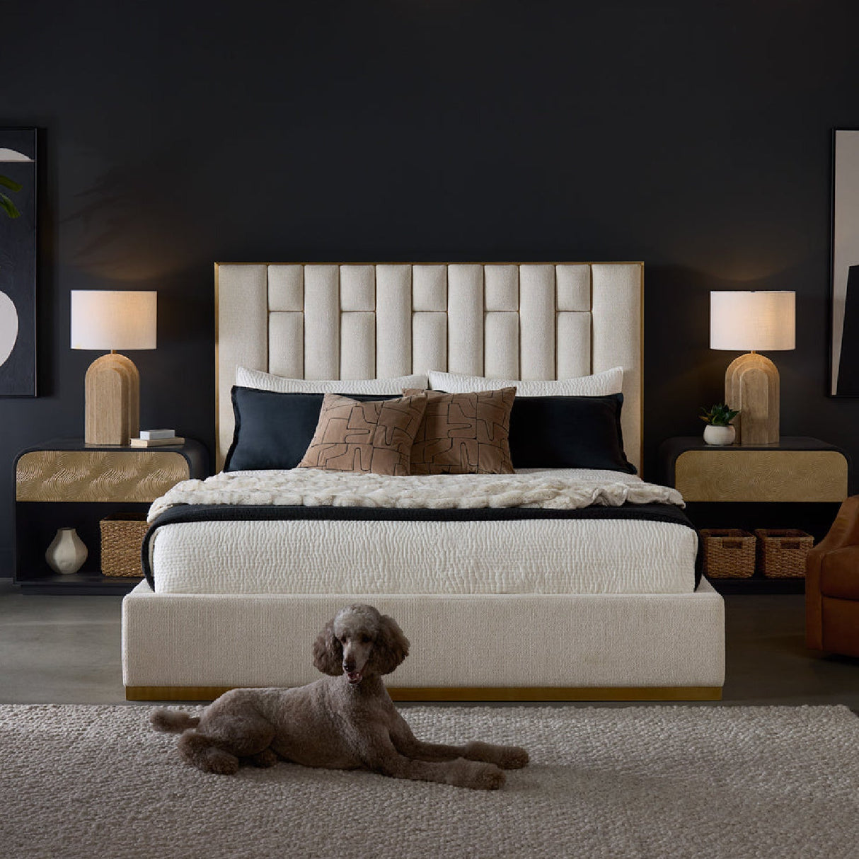 Channeled Cream King Bed by Splendido Nemu, alternate view 4