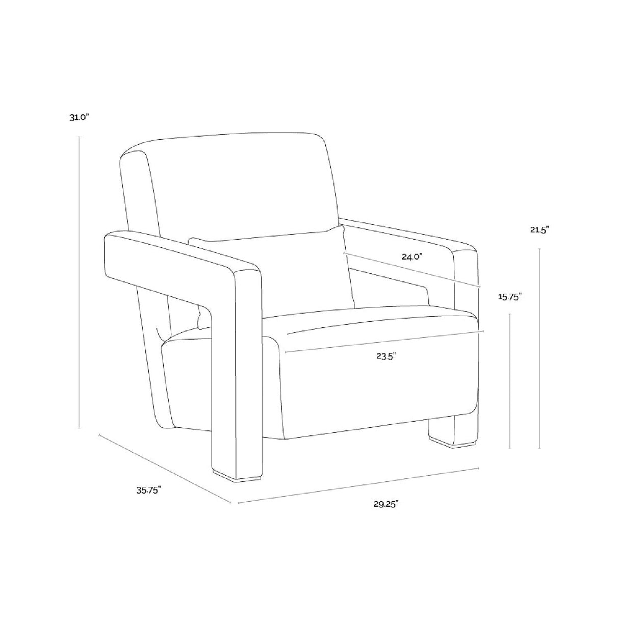 Modern Fabric Lounge Chair by Splendido Forester Accent Chair, alternate view 13