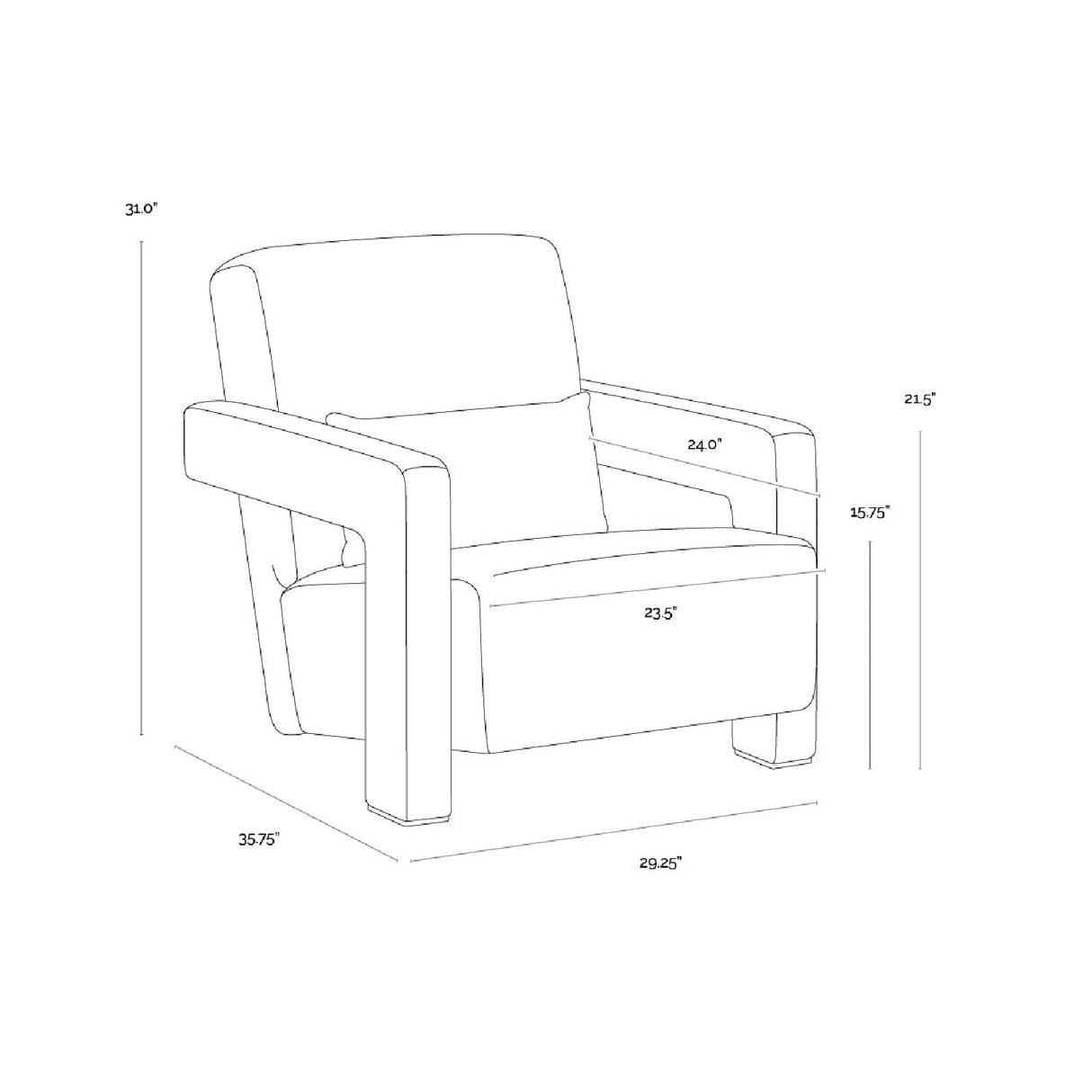 Modern Fabric Lounge Chair by Splendido Forester Accent Chair, alternate view 5