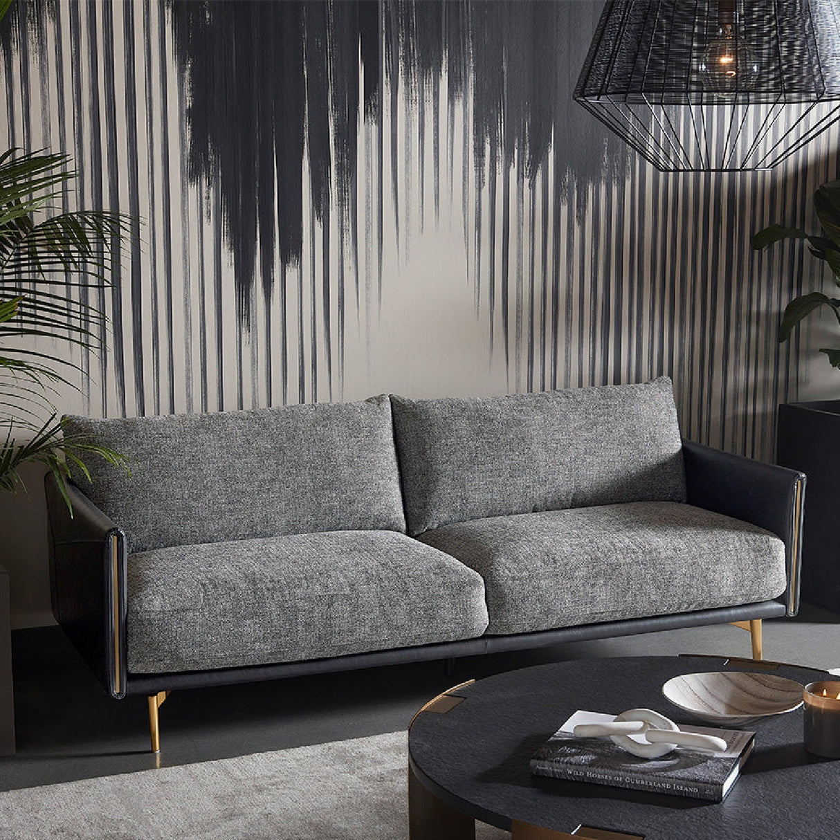 Black Leather Framed Sofa by Splendido Ashi, alternate view 7