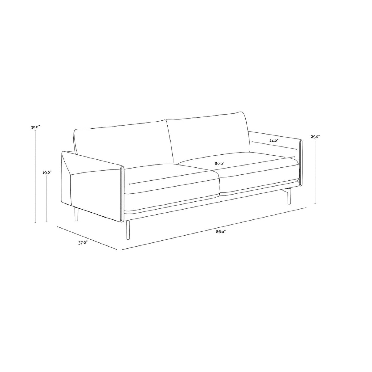 Black Leather Framed Sofa by Splendido Ashi, alternate view 8