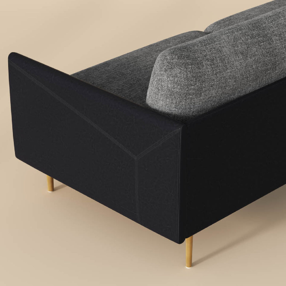 Black Leather Framed Sofa by Splendido Ashi, alternate view 6