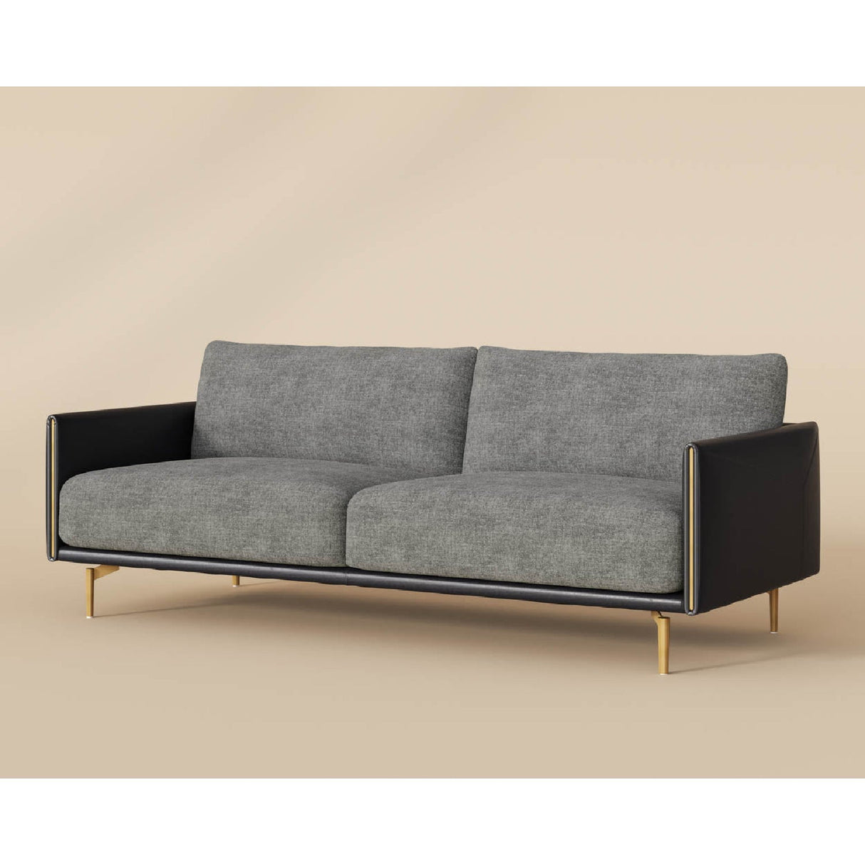 Black Leather Framed Sofa by Splendido Ashi, alternate view 5