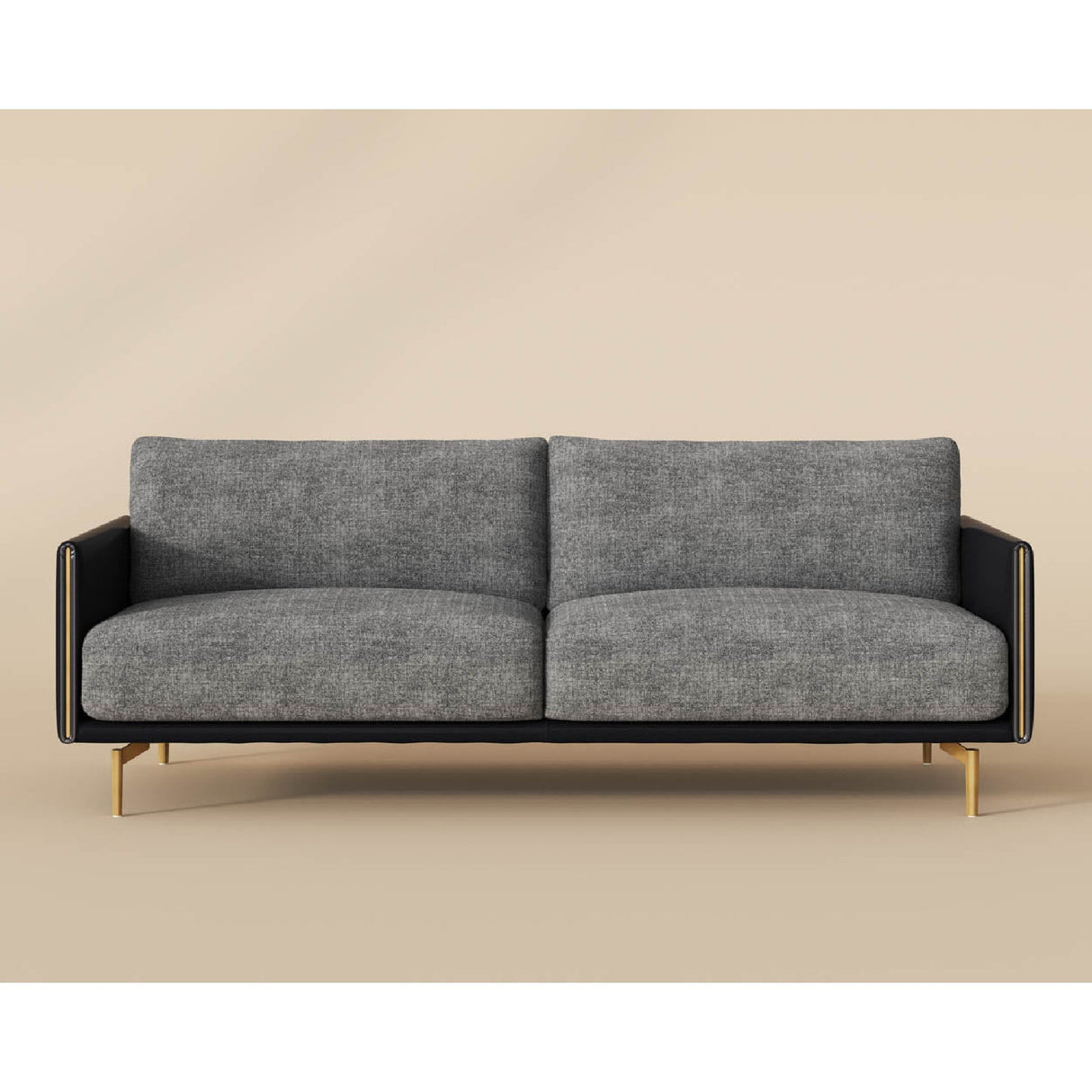 Black Leather Framed Sofa by Splendido Ashi, alternate view 3