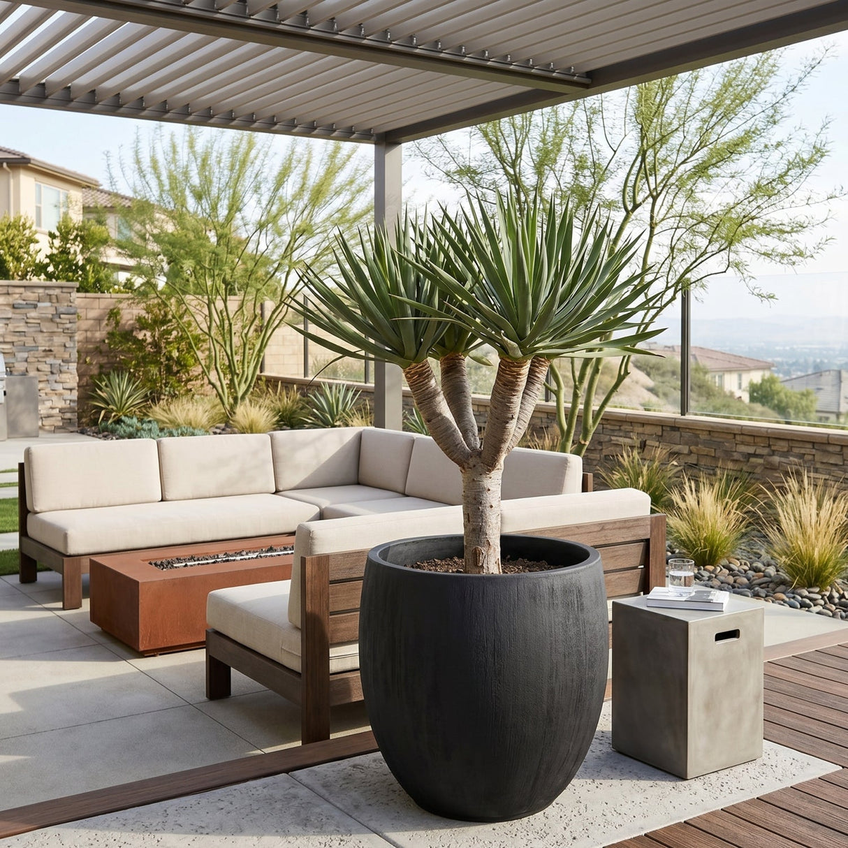 Black Concrete Indoor/Outdoor Planter by Splendido Coleus Outdoor Accessories, alternate view 2