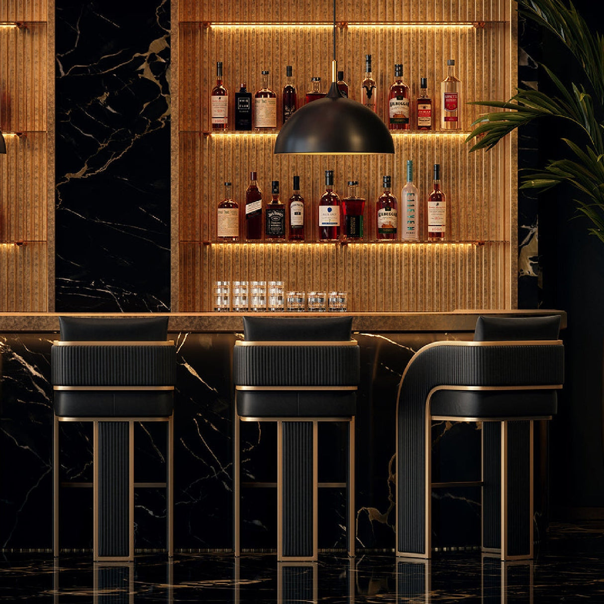 3-Legged Leather Bar Stool by Splendido Baz Barstool, alternate view 9