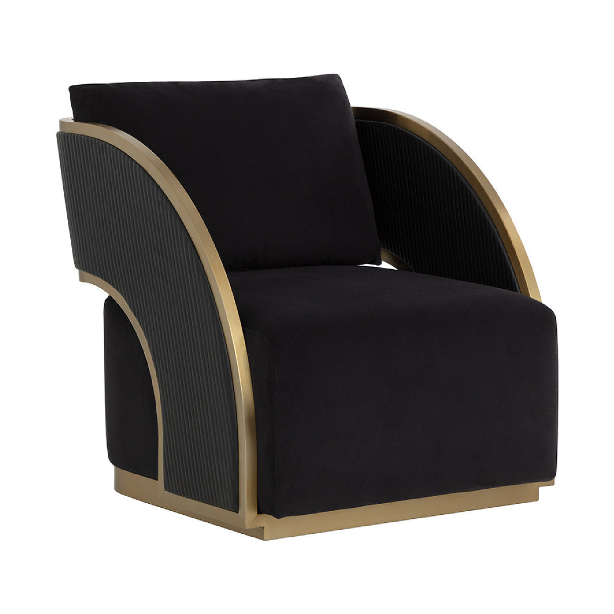 Black Leather Swivel Lounge Chair by Splendido Baz Accent Chair