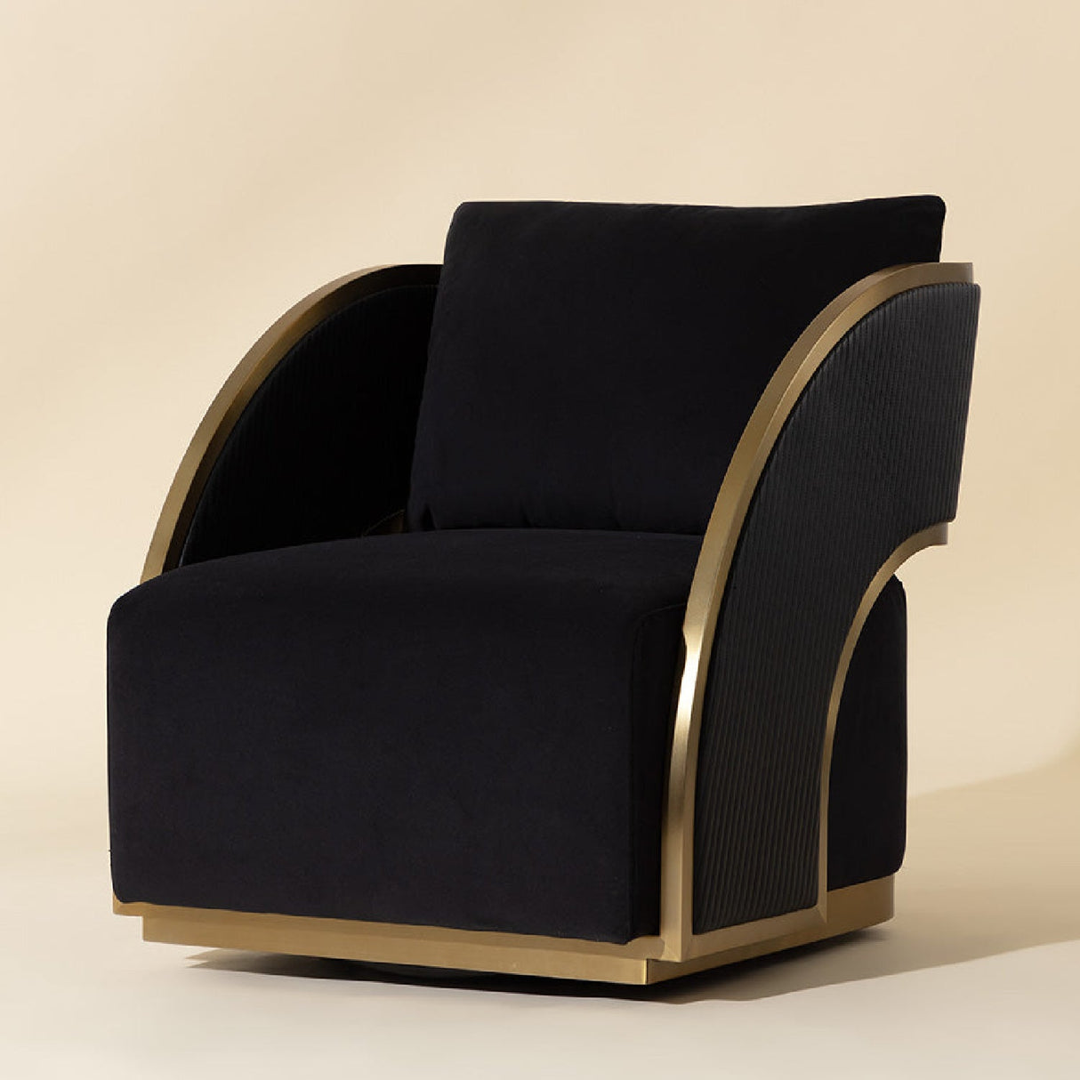 Black Leather Swivel Lounge Chair by Splendido Baz Accent Chair, alternate view 3