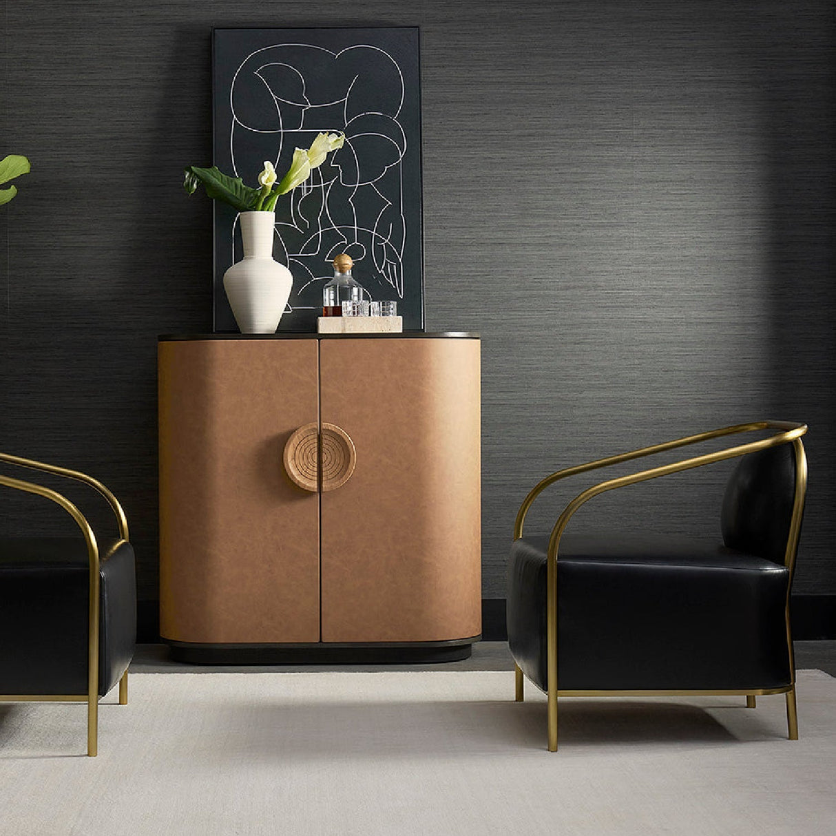 Gold Framed Leather Lounge Chair by Splendido Carter Accent Chair, alternate view 7