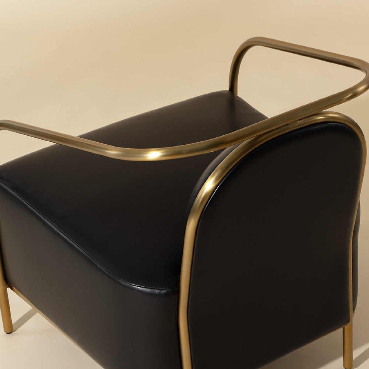 Gold Framed Leather Lounge Chair by Splendido Carter Accent Chair, alternate view 11