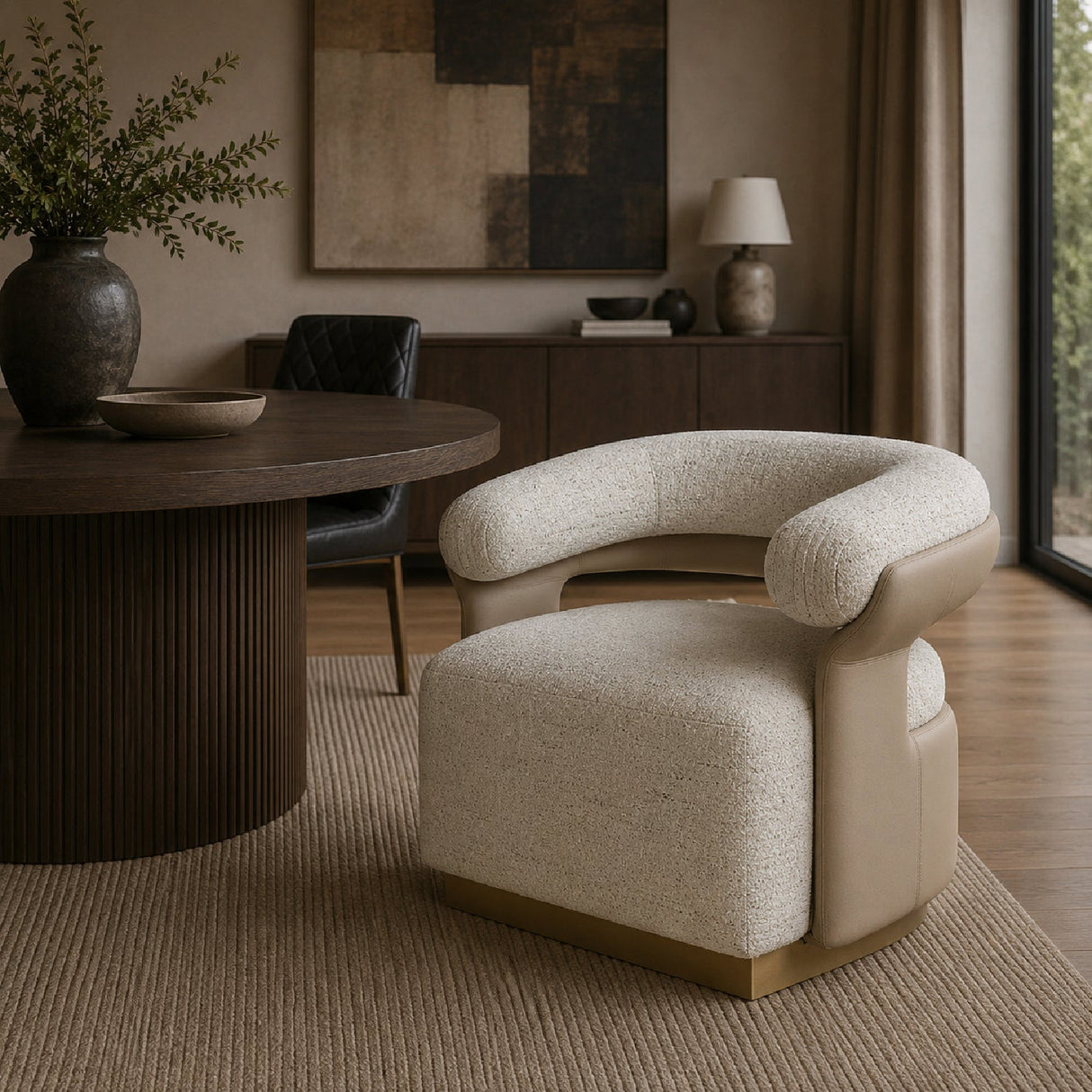 Curved-Back Swivel Lounge Chair by Splendido Olida Accent Chair, alternate view 2