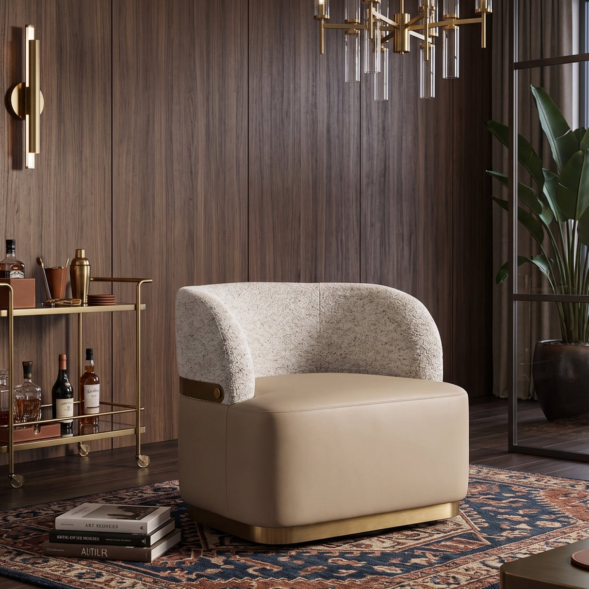 Leather Seat Swivel Lounge Chair by Splendido Brinda Accent Chair, alternate view 2