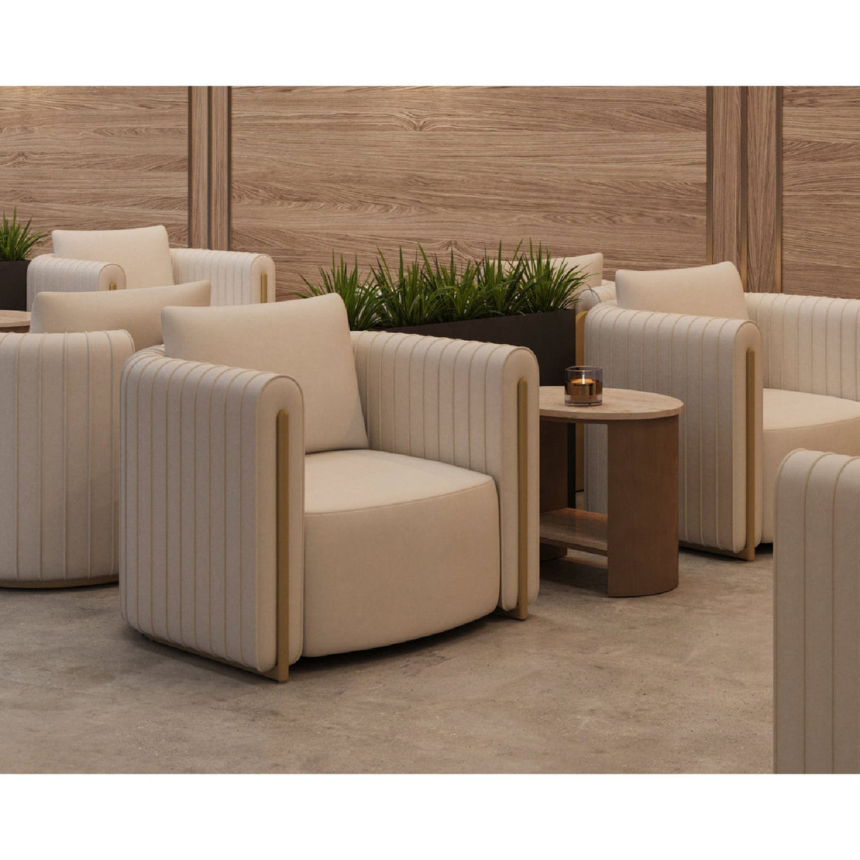 Leather Channel-Piped Lounge Chair by Splendido Alix Accent Chair, alternate view 12