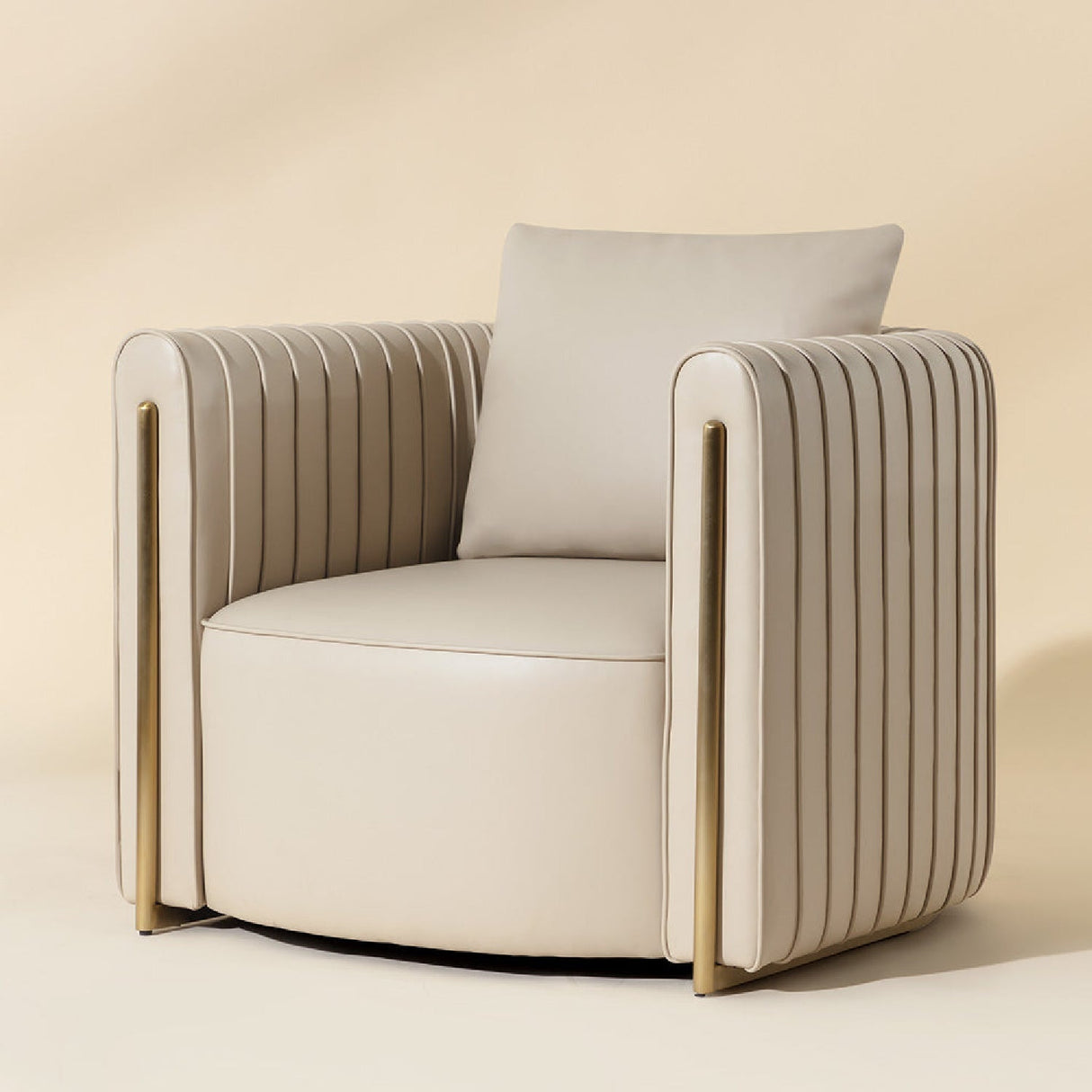 Leather Channel-Piped Lounge Chair by Splendido Alix Accent Chair, alternate view 9