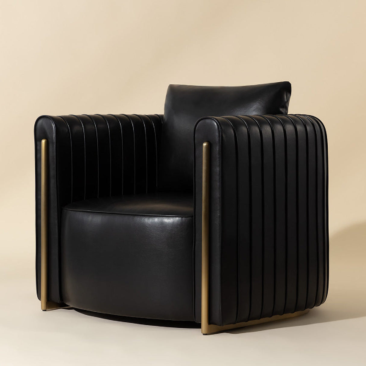 Leather Channel-Piped Lounge Chair by Splendido Alix Accent Chair, alternate view 16