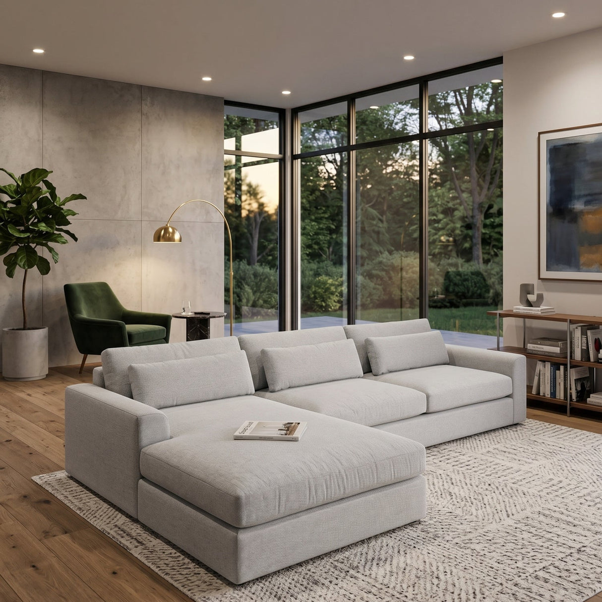 Modern European furniture - White Left Sofa Chaise - www.oroa.com