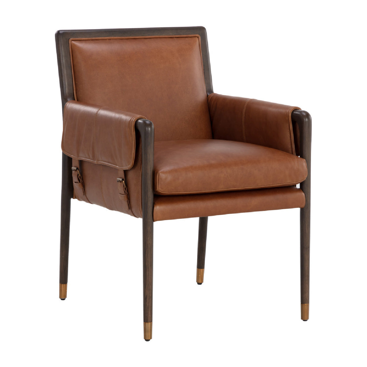 Buckle Flap Leather Dining Armchair | Splendido Mauti