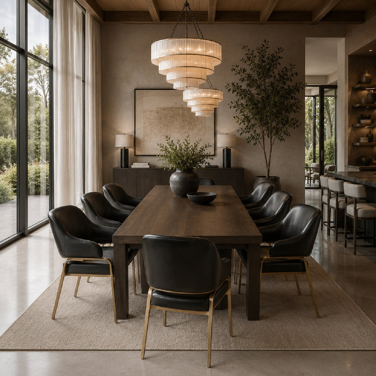 Curved-Back Leather Dining Armchair by Splendido Malachi Dining Chair, alternate view 21