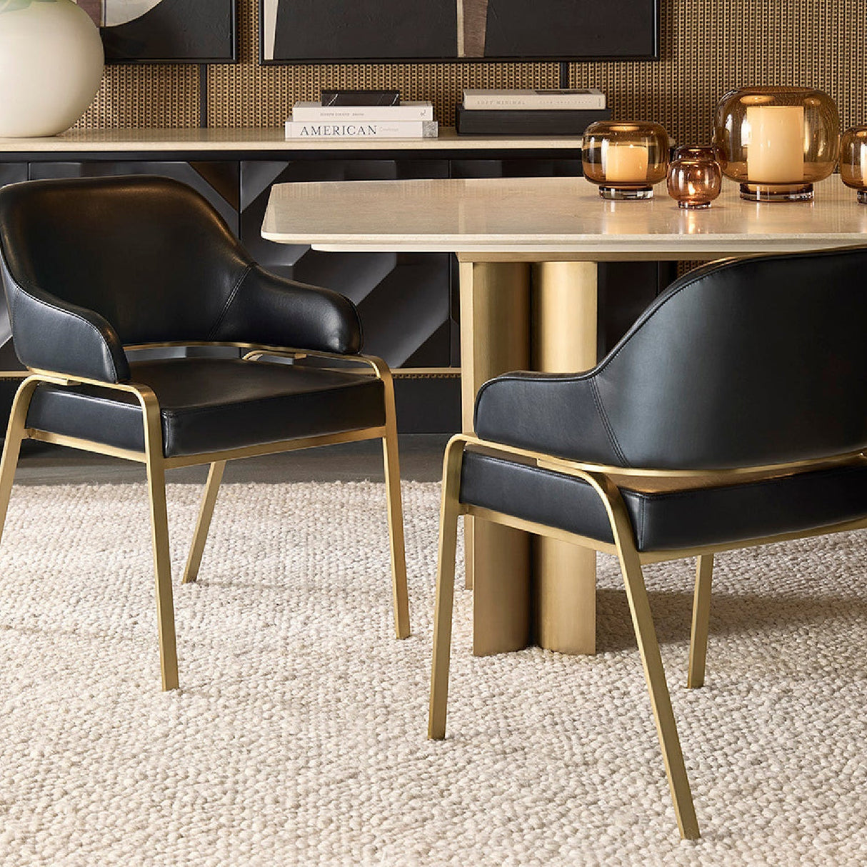 Curved-Back Leather Dining Armchair by Splendido Malachi Dining Chair, alternate view 26