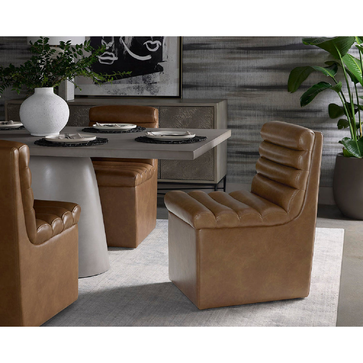 Leather Look Wheeled Dining Chair by Splendido Norm, alternate view 16