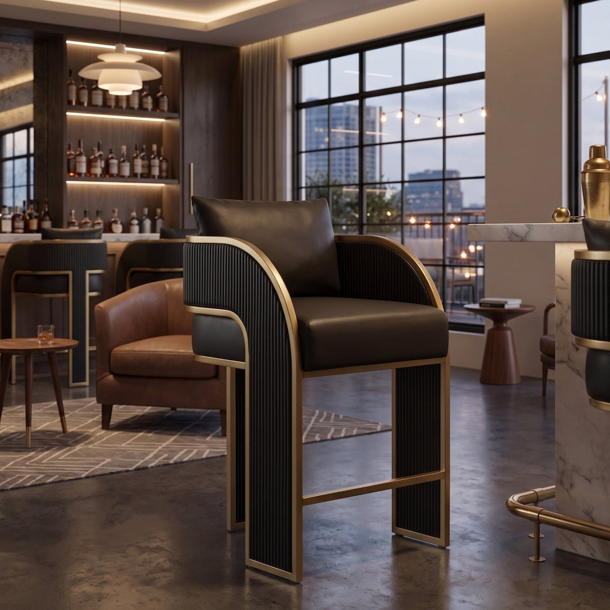 3-Legged Leather Counter Stool by Splendido Baz, alternate view 12