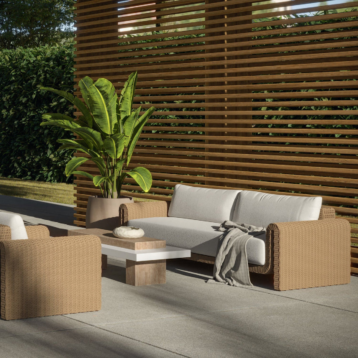 Twisted Wicker Outdoor Sofa by Splendido Tibi, alternate view 2