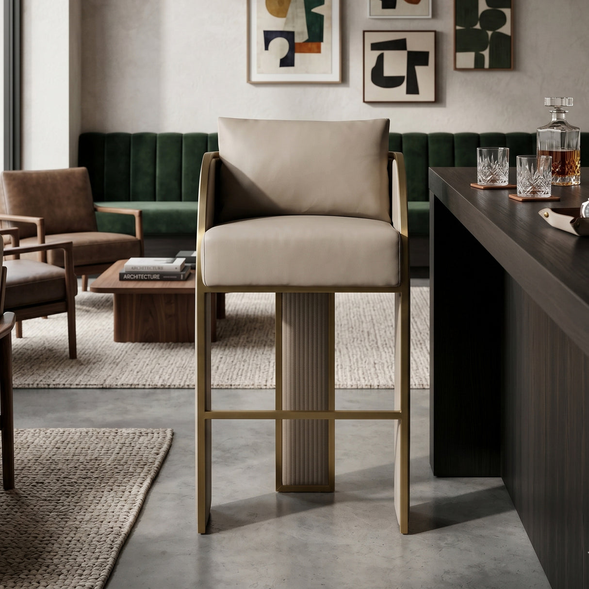 3-Legged Leather Bar Stool by Splendido Baz Barstool, alternate view 2