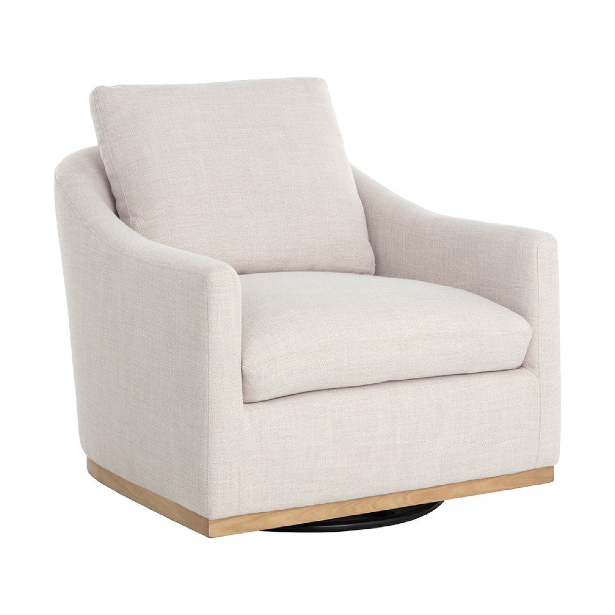 White Linen Swivel Lounge Chair by Splendido Corbin Accent Chair, alternate view 3