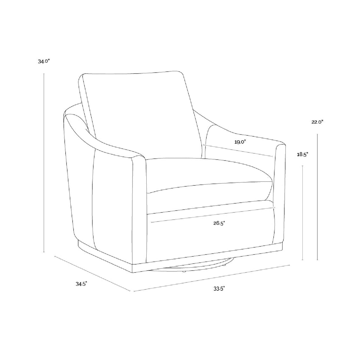 White Linen Swivel Lounge Chair by Splendido Corbin Accent Chair, alternate view 10