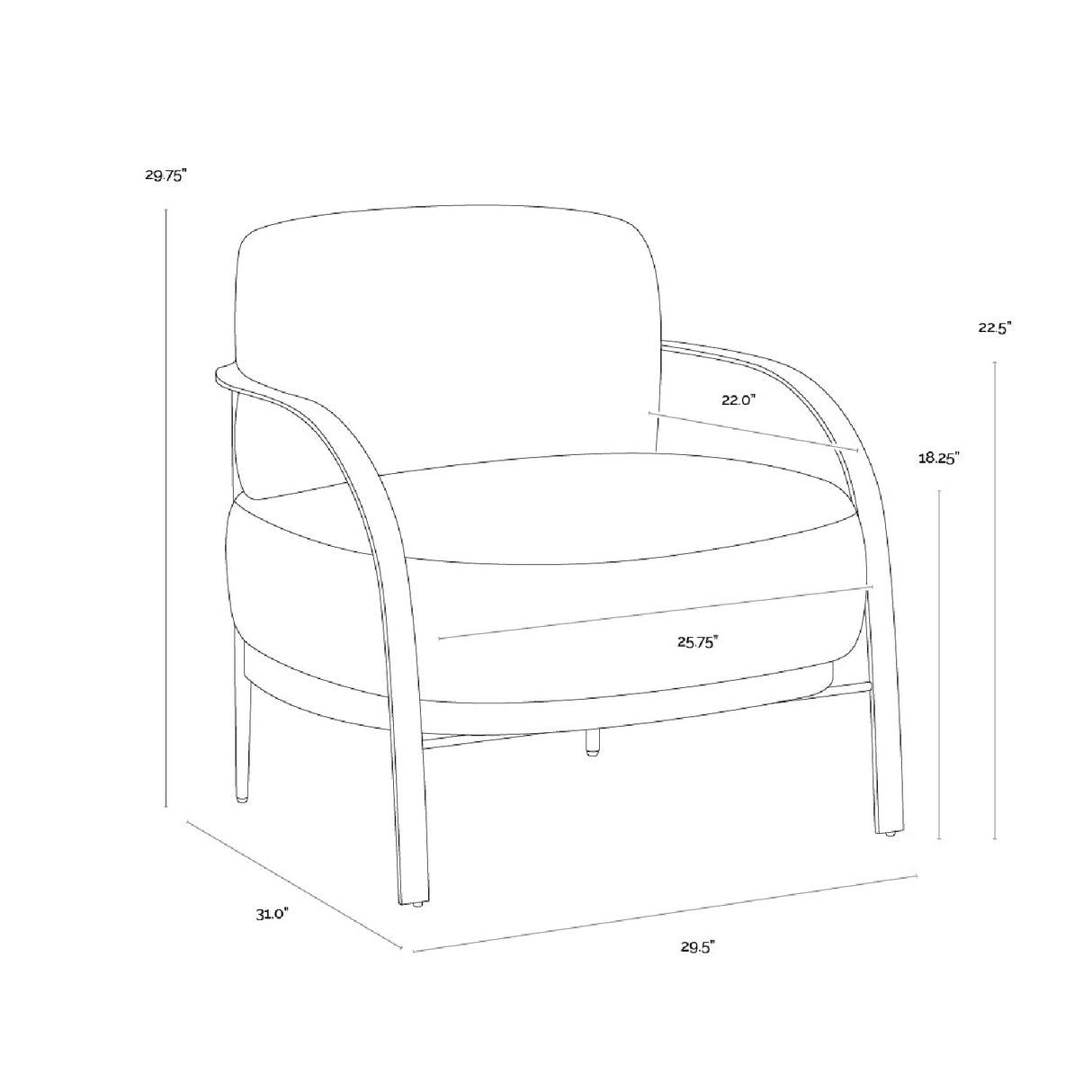 Gold Framed Fabric Lounge Chair by Splendido Daphne Accent Chair, alternate view 9