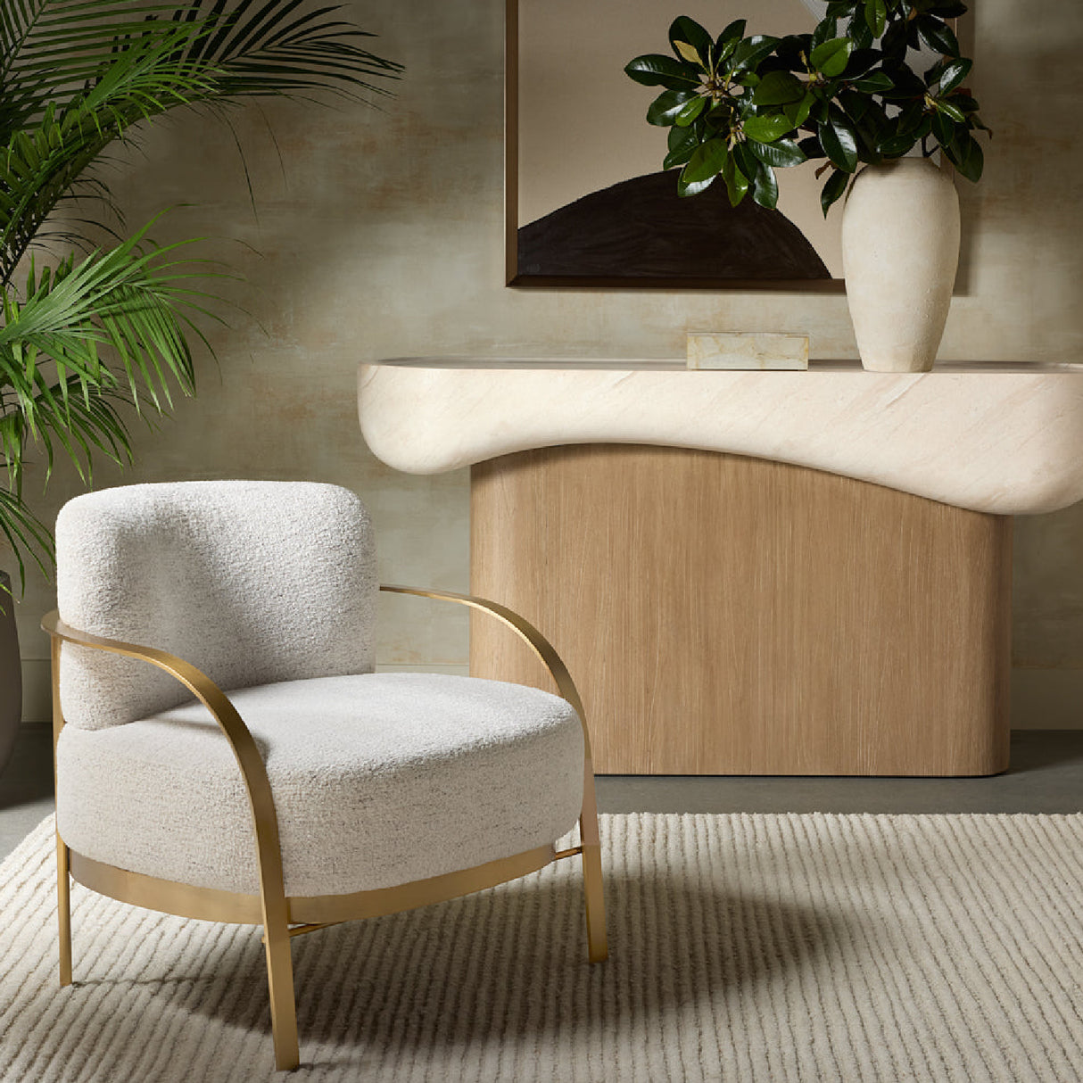 Gold Framed Fabric Lounge Chair by Splendido Daphne Accent Chair, alternate view 2