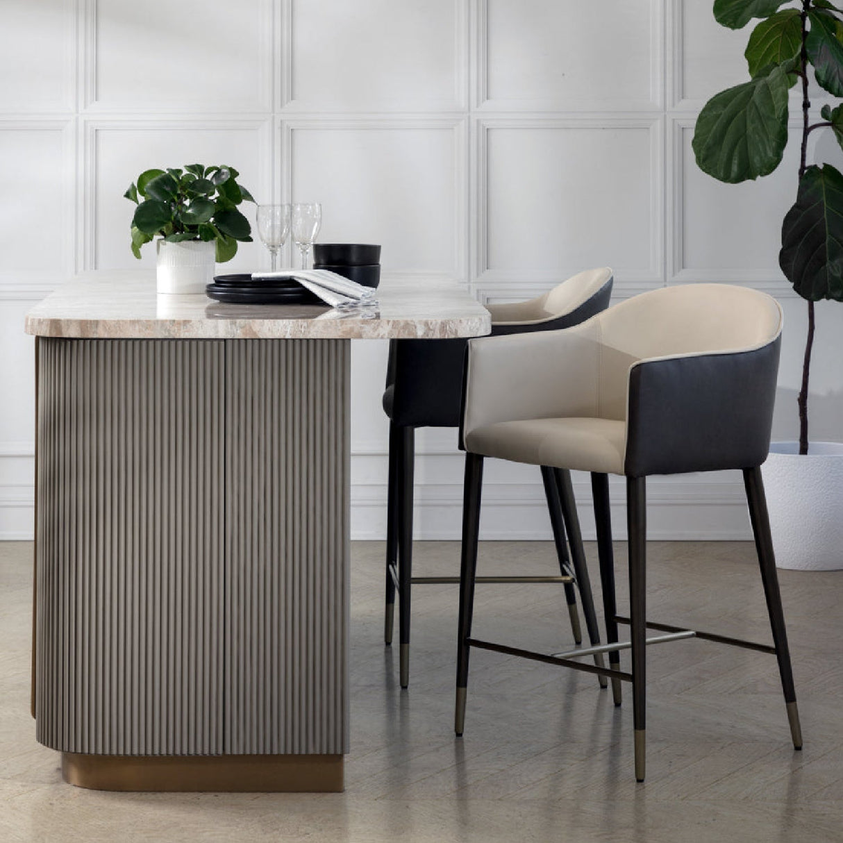 Cream Leather Counter Stool by Splendido Kylin, alternate view 2