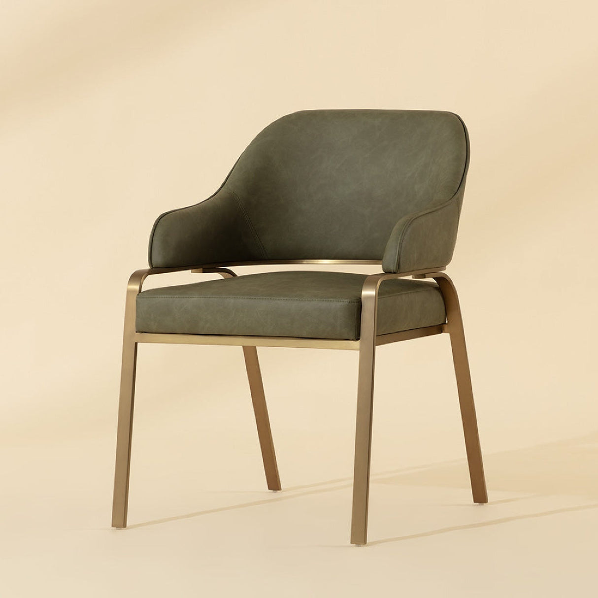Curved-Back Leather Dining Armchair by Splendido Malachi Dining Chair, alternate view 6