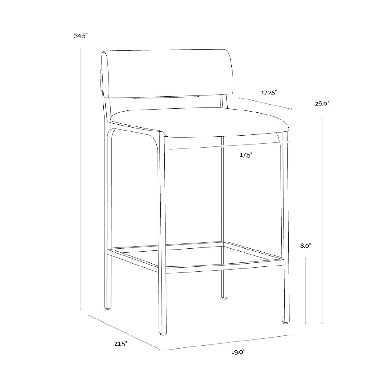 Black Fabric Counter Stool by Splendido Mori, alternate view 7