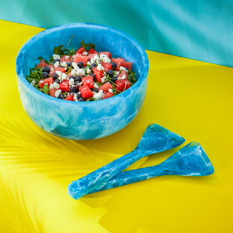Marbleized Turquoise Salad Bowl | Jonathan Adler Mustique | Oroa.com