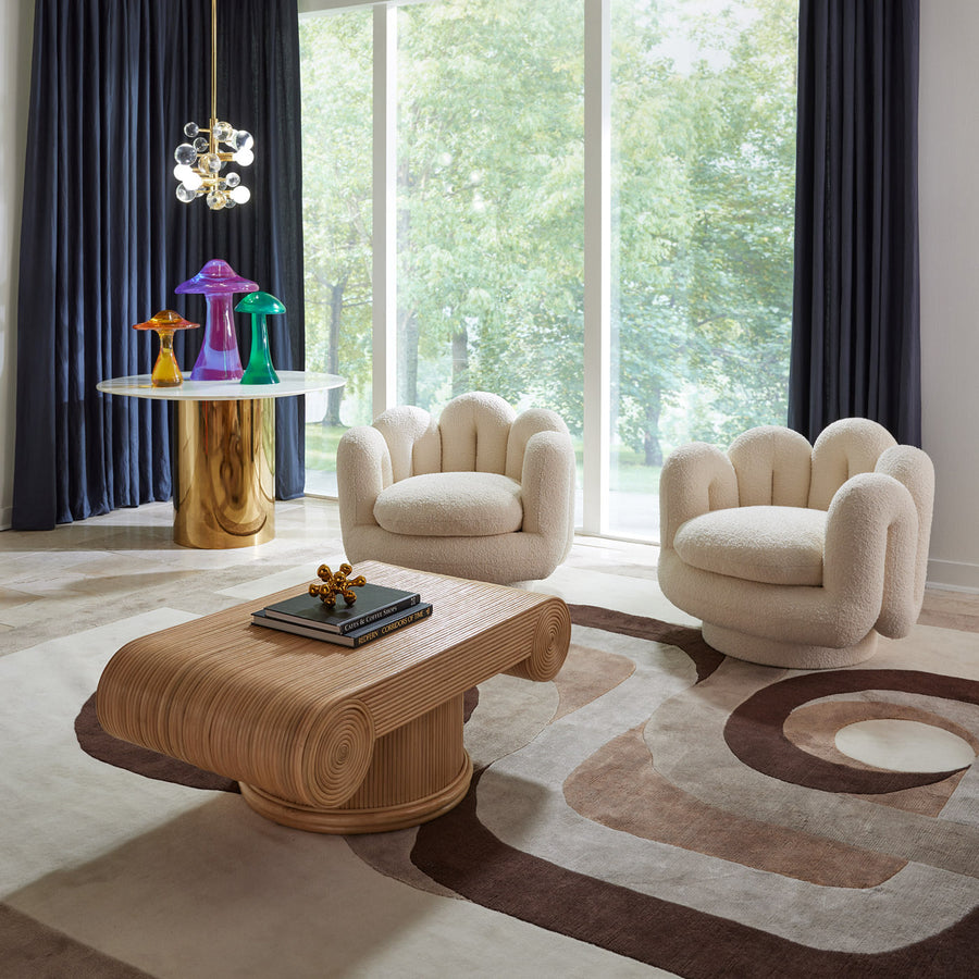 Wavy Back Bouclé Swivel Chair | Jonathan Adler Serpentine | Oroa.com