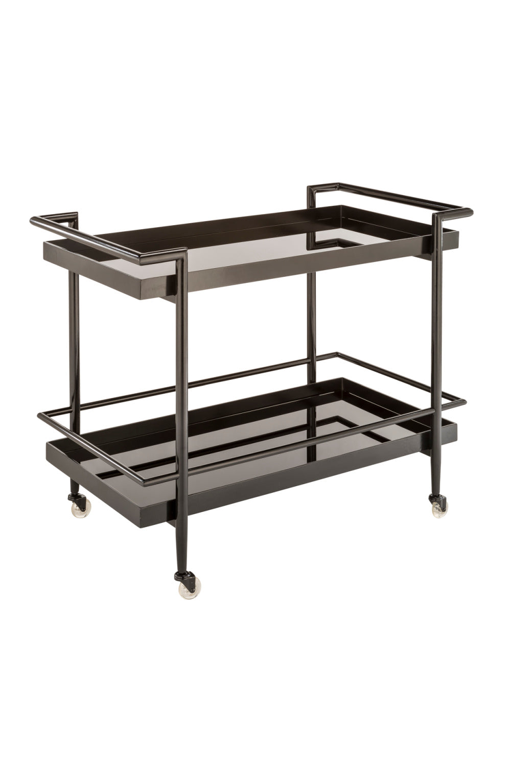 Black Glass Shelves Bar Cart by Splendido Livingston Trolley, alternate view 8