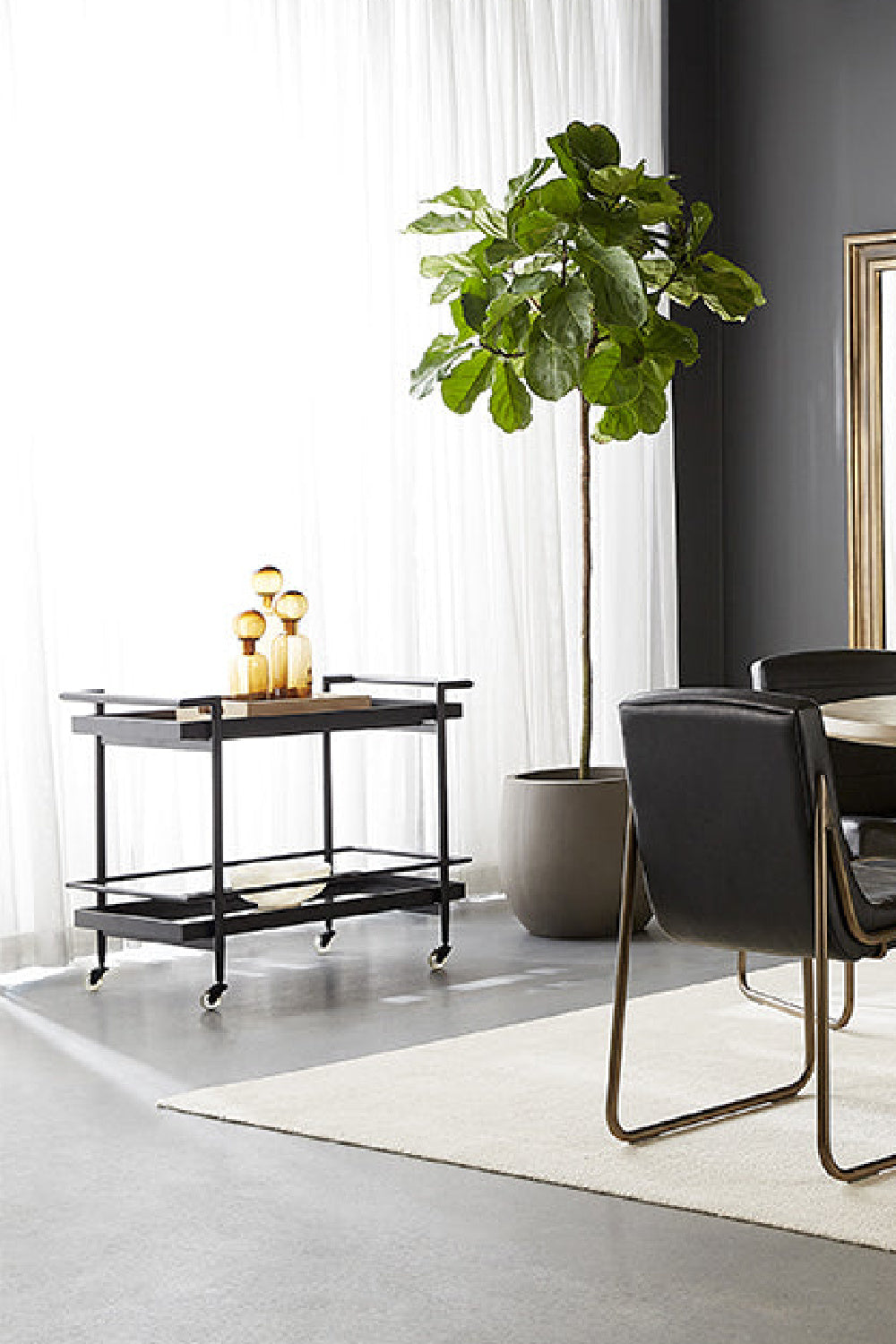 Black Glass Shelves Bar Cart by Splendido Livingston Trolley, alternate view 9