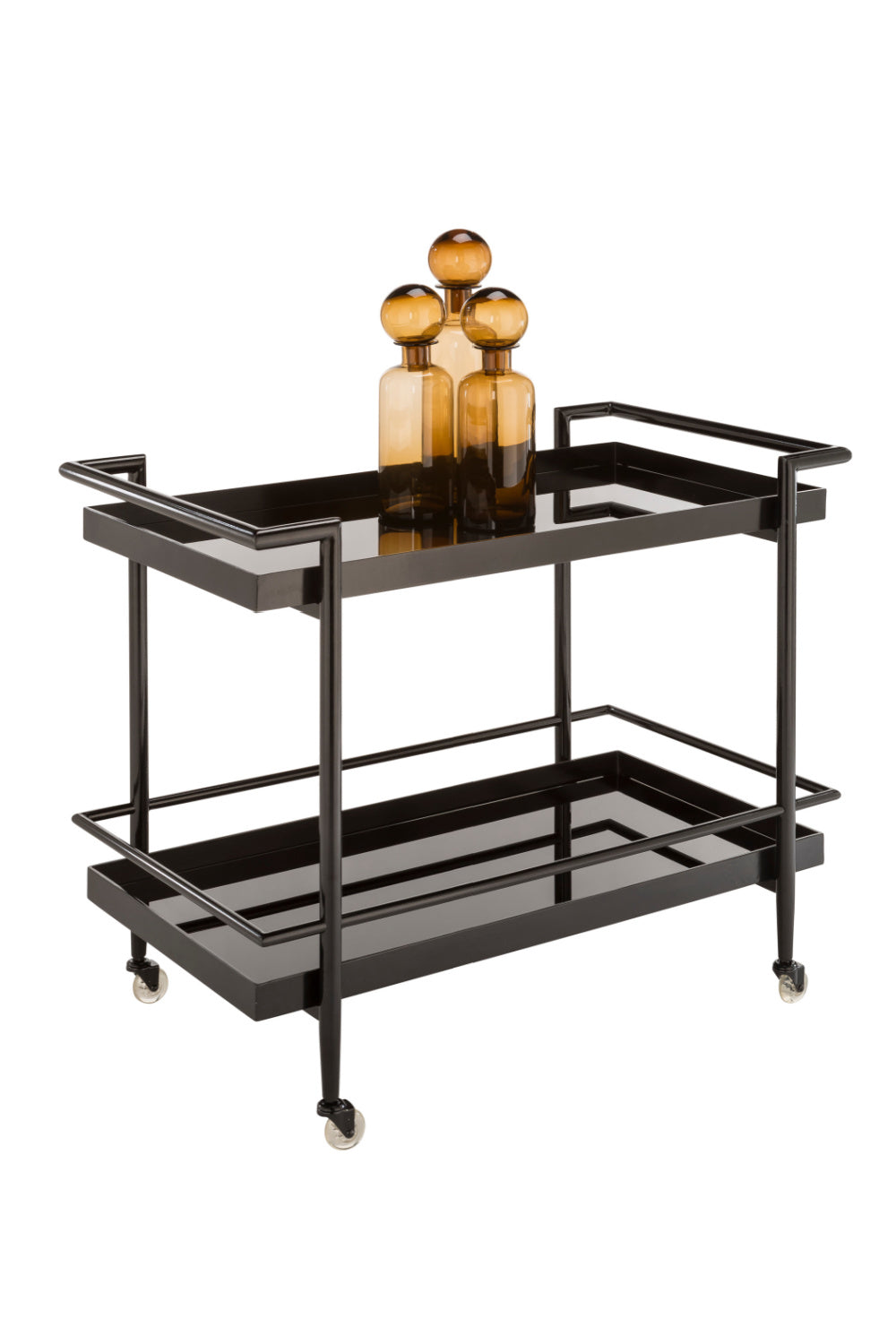 Black Glass Shelves Bar Cart by Splendido Livingston Trolley, alternate view 10
