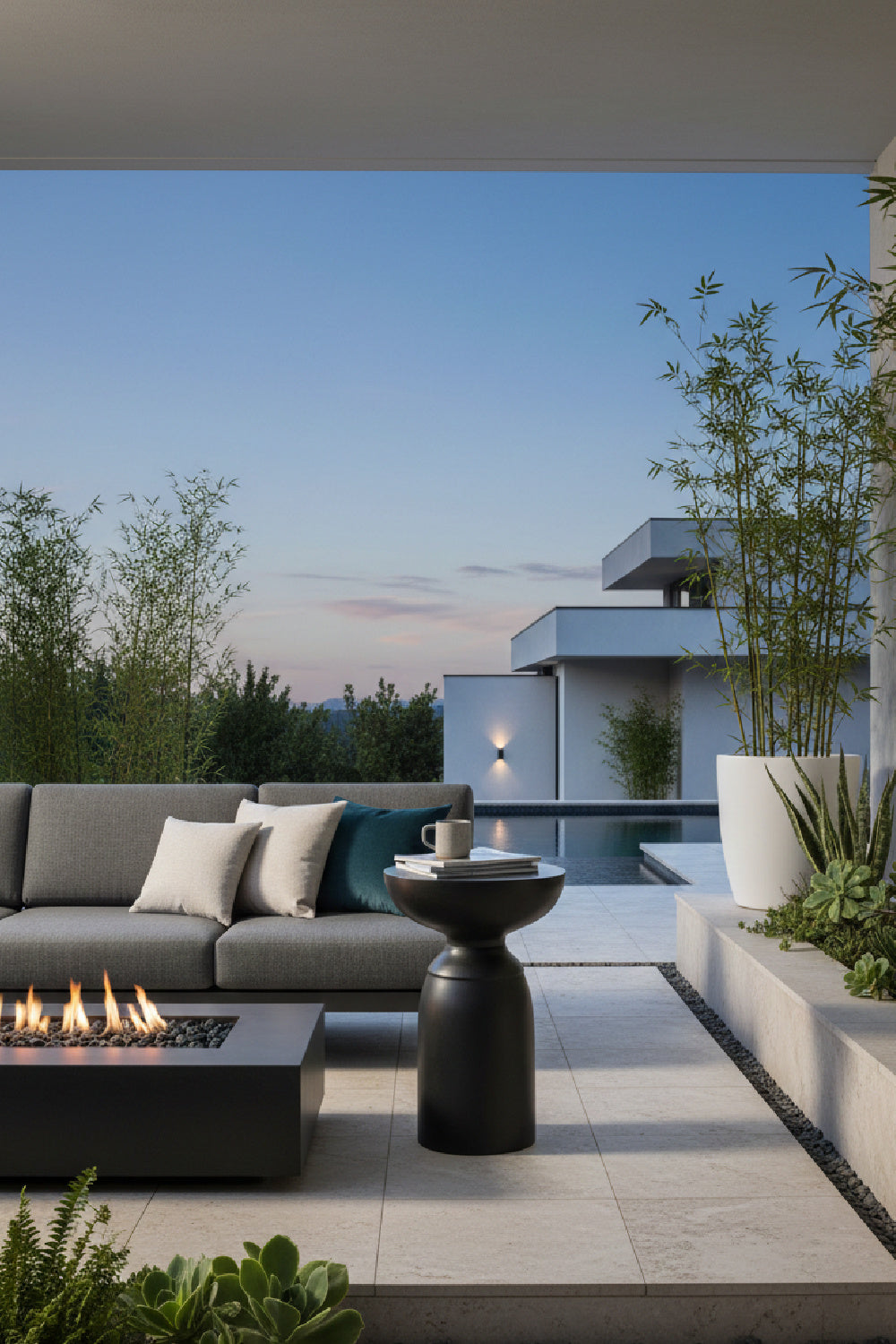 Black Concrete Indoor/Outdoor End Table by Splendido Goya Side Table, alternate view 2
