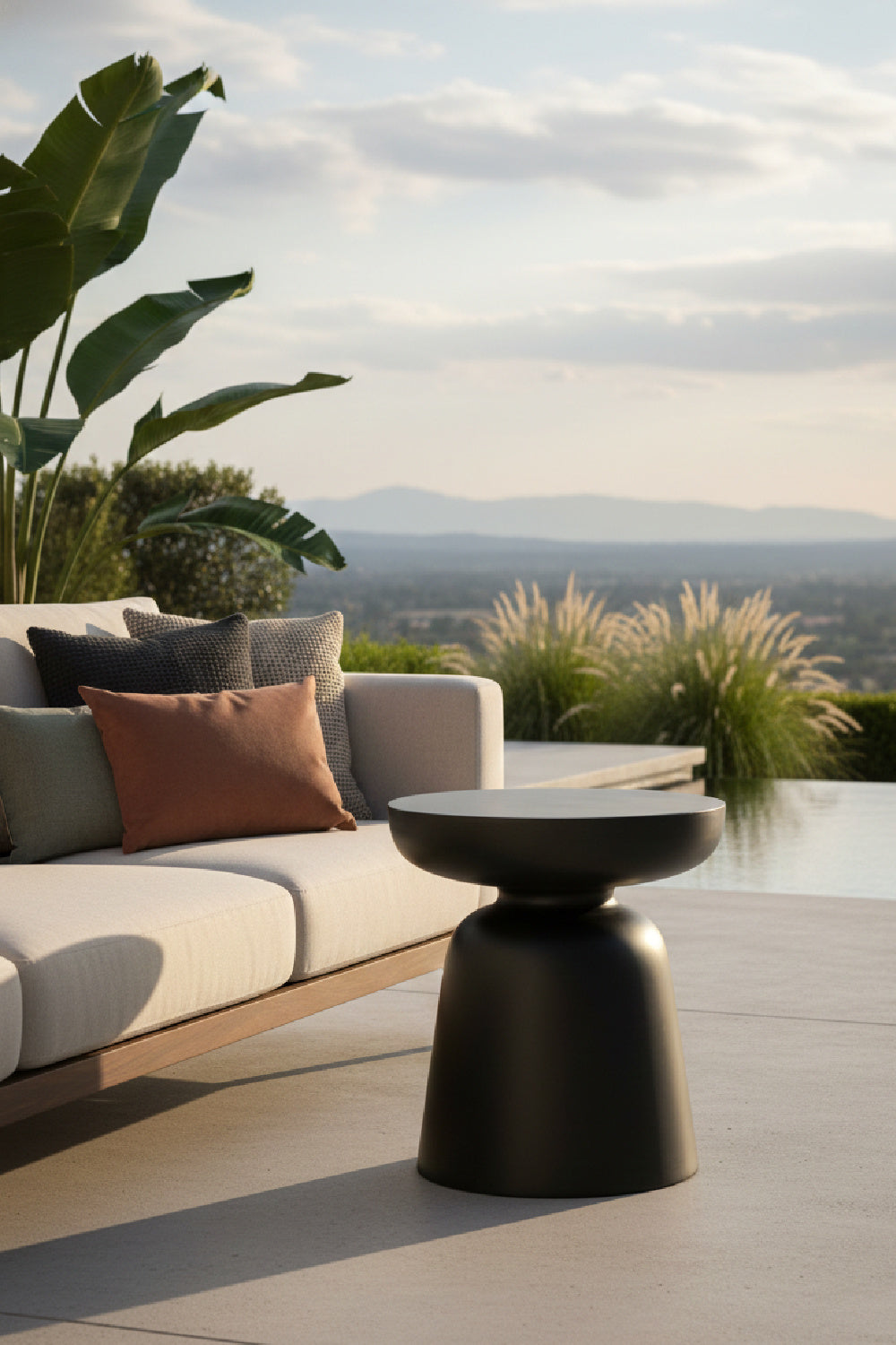 Black Indoor/Outdoor End Table by Splendido Lucida Side Table, alternate view 2