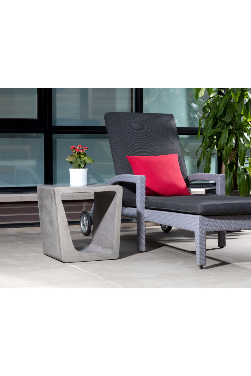 Modern European furniture - Gray Asymmetrical Indoor/Outdoor End Table - www.oroa.com