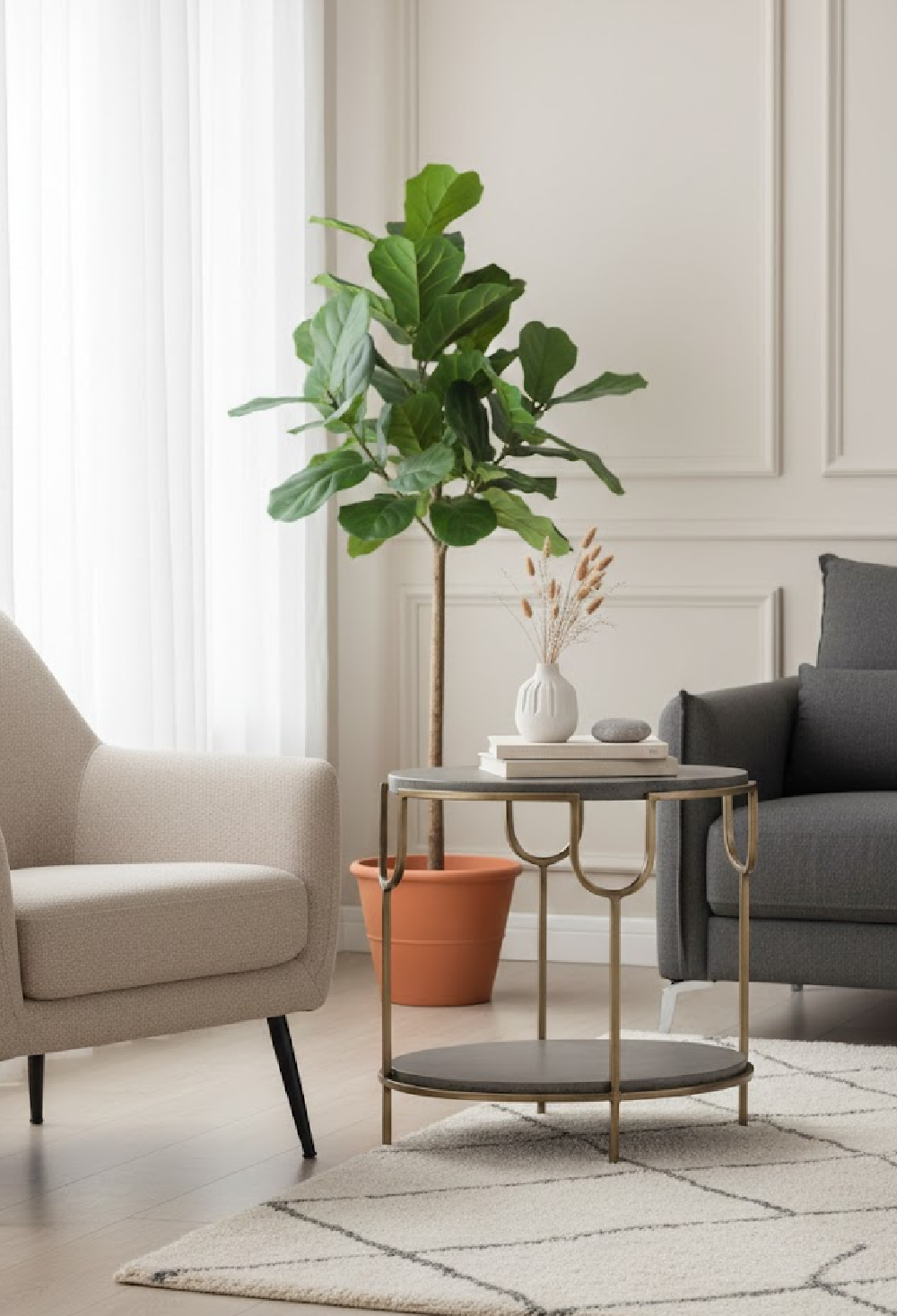 Oval Gray Concrete Side Table by Splendido Arya, alternate view 2