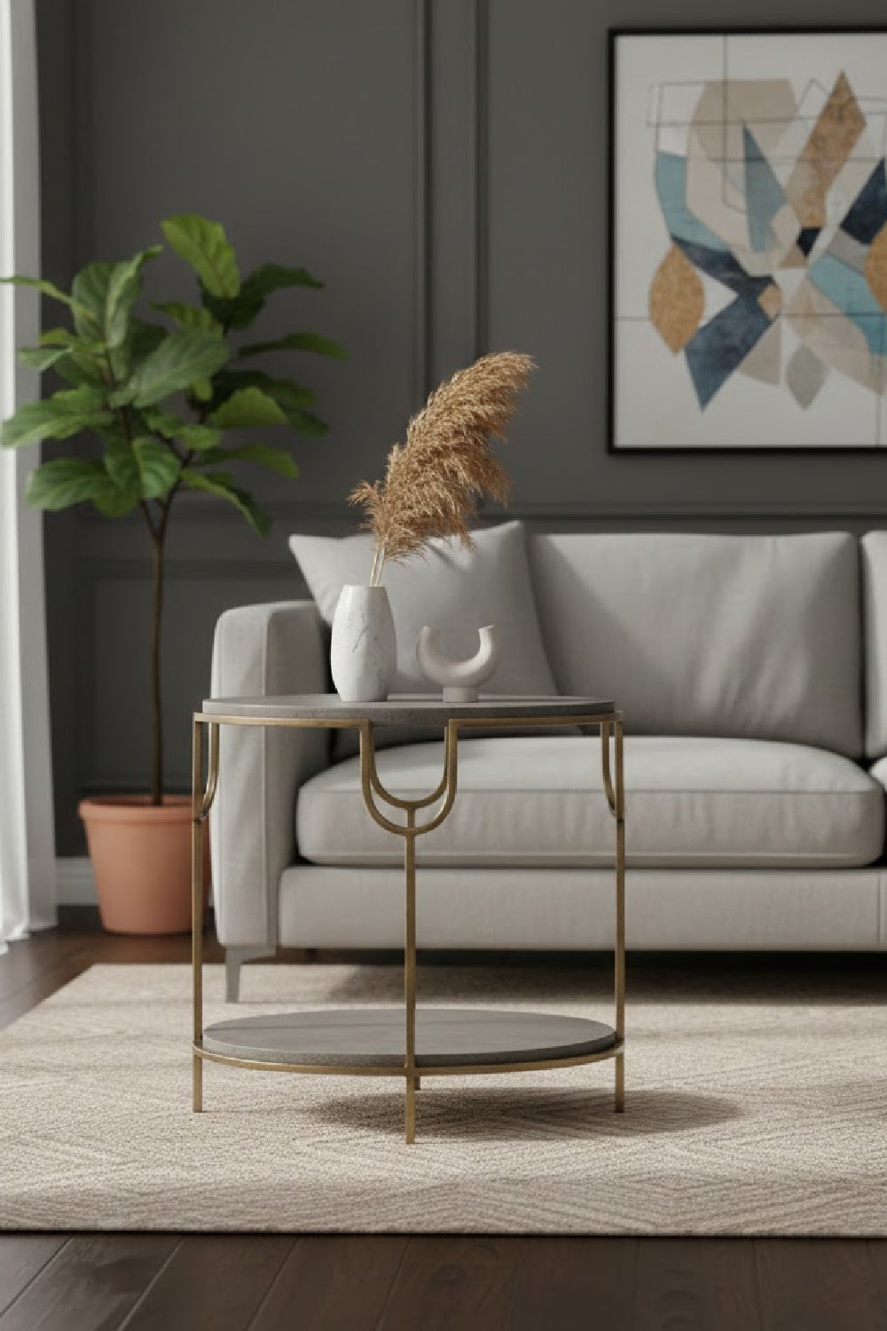Oval Gray Concrete Side Table by Splendido Arya, alternate view 6