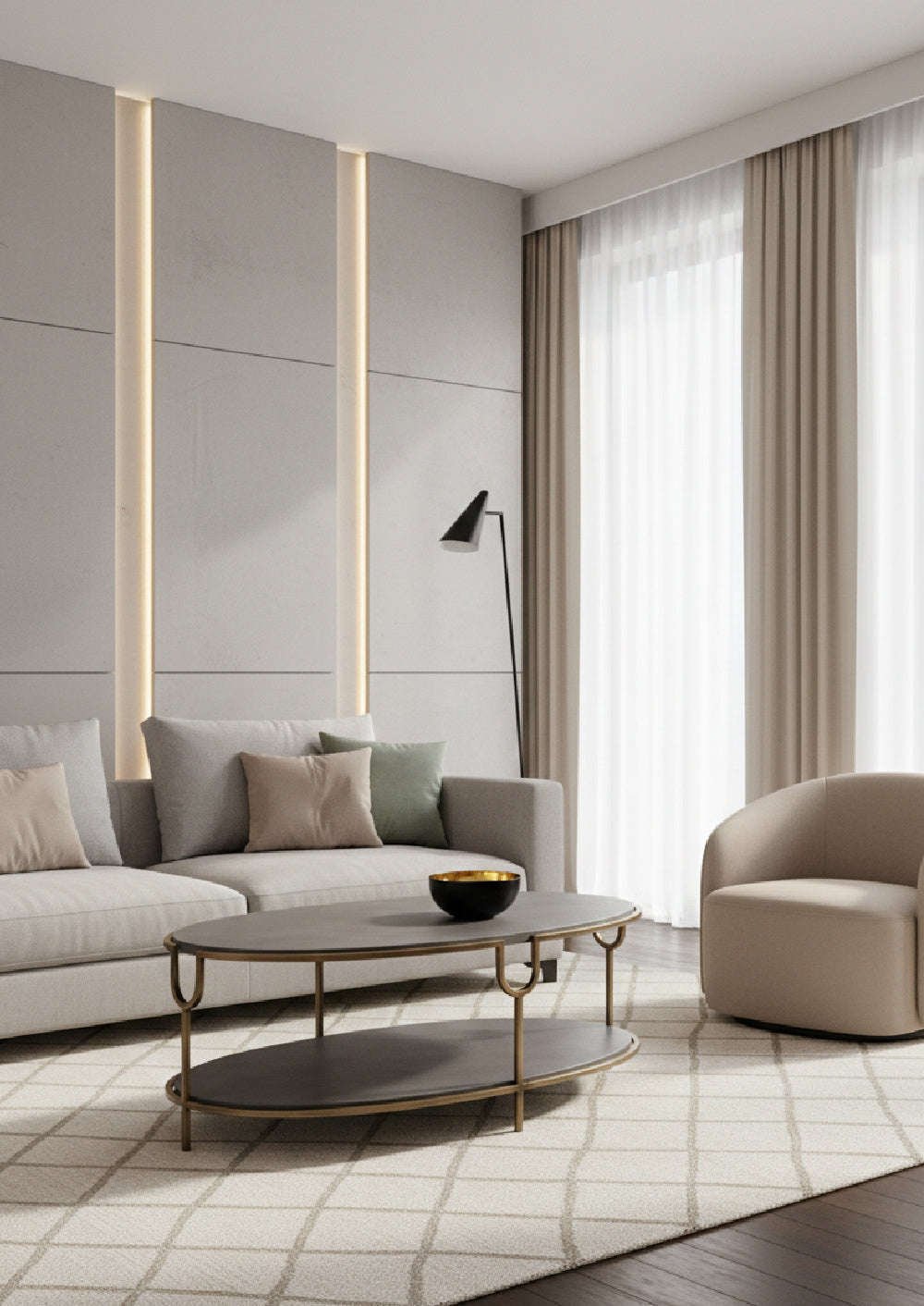 Modern Concrete Oval Coffee Table by Splendido Arya, alternate view 2