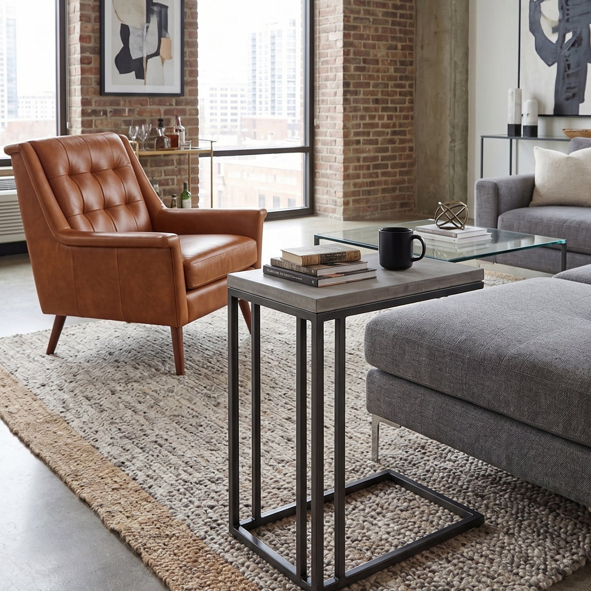 Minimalist Round Concrete Indoor/Outdoor End Table by Splendido Sawyer Side Table, alternate view 11