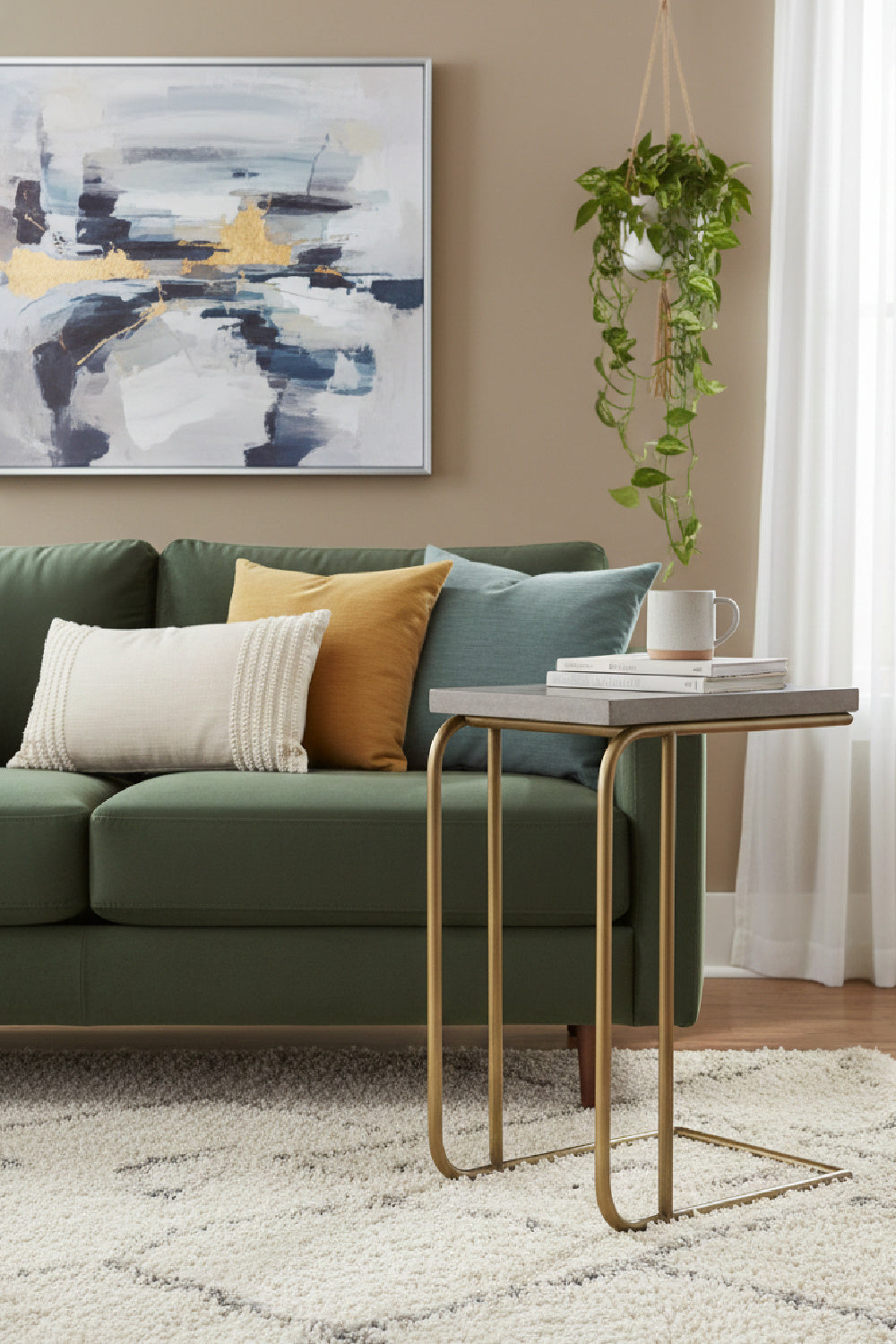 Gray Concrete C-Shaped End Table by Splendido Lucius Side Table, alternate view 2