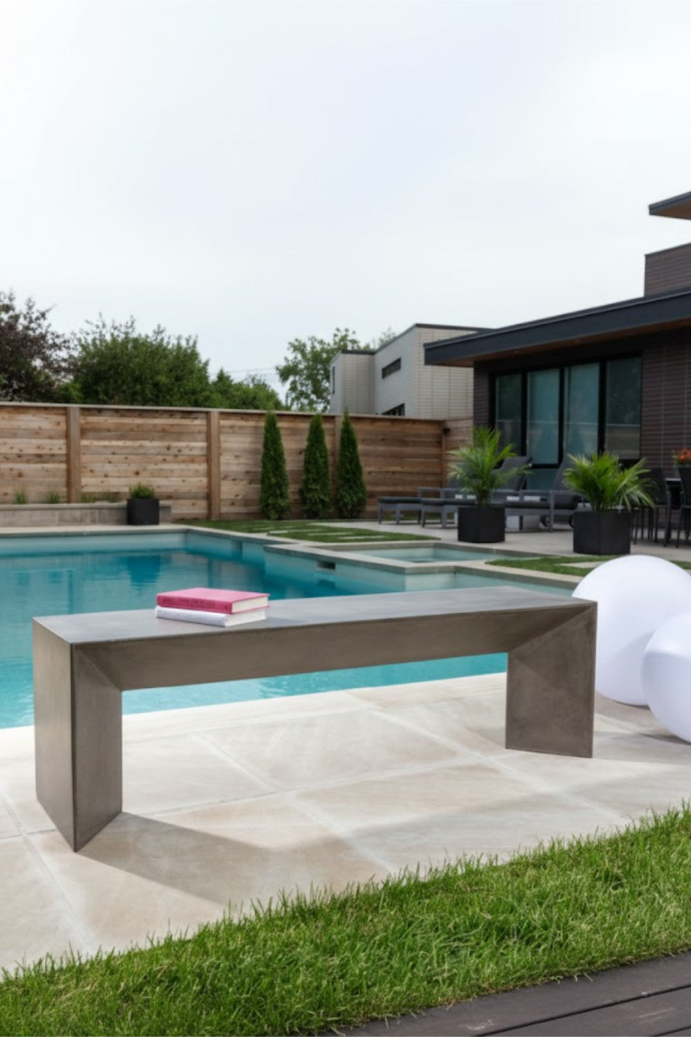 Concrete Outdoor Bench by Splendido Nomad Outdoor Lounge Chair, alternate view 2