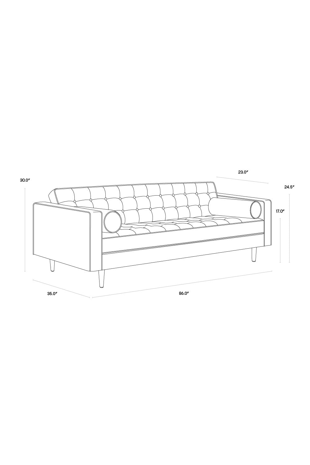 Refined Upholstered Sofa by Splendido Donnie, alternate view 8